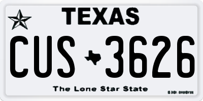 TX license plate CUS3626