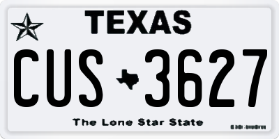 TX license plate CUS3627
