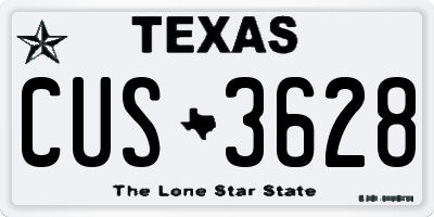 TX license plate CUS3628