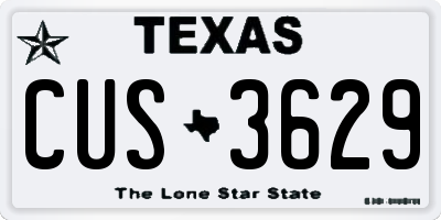 TX license plate CUS3629