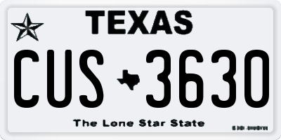 TX license plate CUS3630