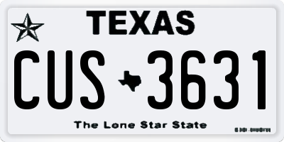TX license plate CUS3631
