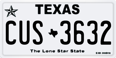 TX license plate CUS3632