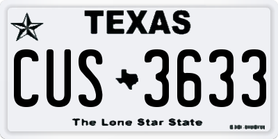 TX license plate CUS3633