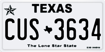 TX license plate CUS3634