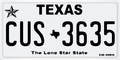 TX license plate CUS3635