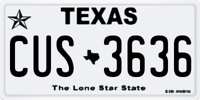 TX license plate CUS3636