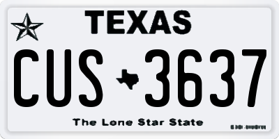 TX license plate CUS3637