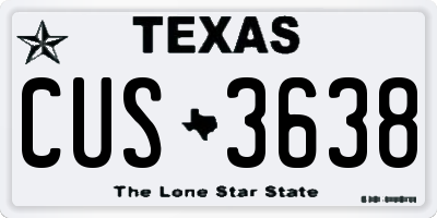 TX license plate CUS3638