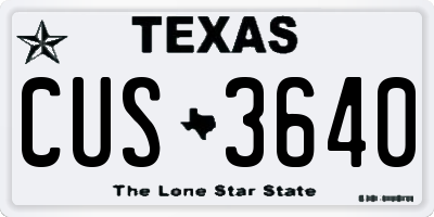TX license plate CUS3640