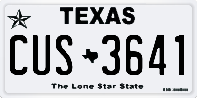 TX license plate CUS3641