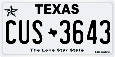 TX license plate CUS3643