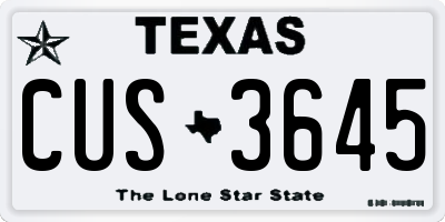TX license plate CUS3645