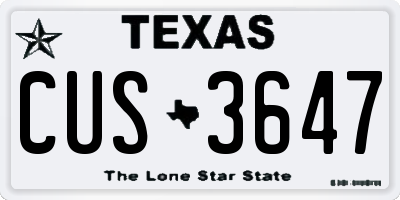 TX license plate CUS3647