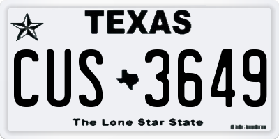 TX license plate CUS3649