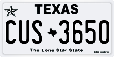 TX license plate CUS3650