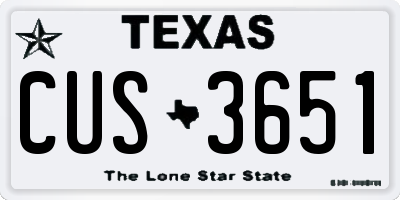 TX license plate CUS3651