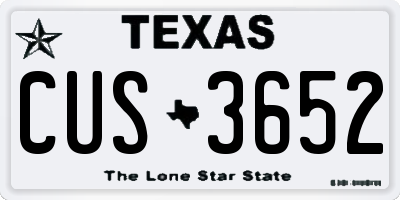 TX license plate CUS3652