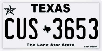 TX license plate CUS3653