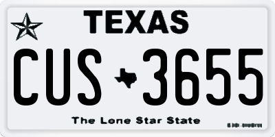 TX license plate CUS3655
