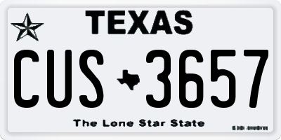 TX license plate CUS3657