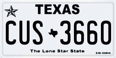 TX license plate CUS3660