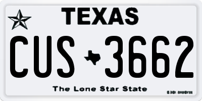 TX license plate CUS3662