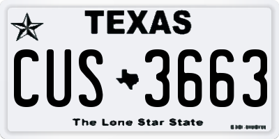 TX license plate CUS3663