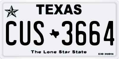 TX license plate CUS3664