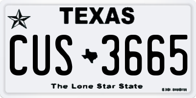 TX license plate CUS3665