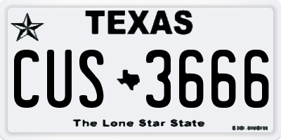 TX license plate CUS3666