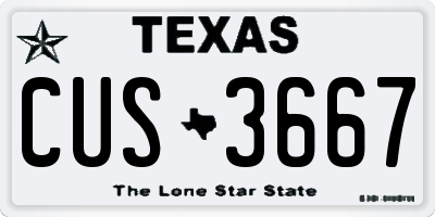 TX license plate CUS3667