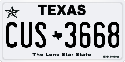 TX license plate CUS3668