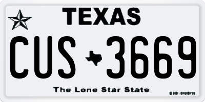 TX license plate CUS3669