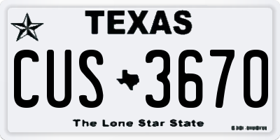 TX license plate CUS3670