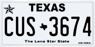 TX license plate CUS3674