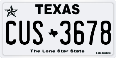 TX license plate CUS3678