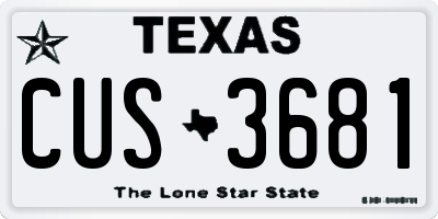 TX license plate CUS3681