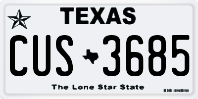TX license plate CUS3685