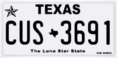 TX license plate CUS3691
