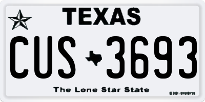 TX license plate CUS3693