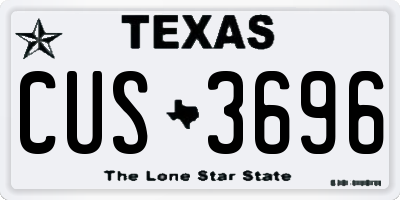 TX license plate CUS3696
