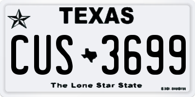TX license plate CUS3699