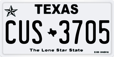 TX license plate CUS3705