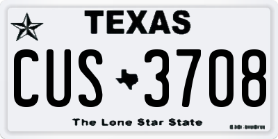 TX license plate CUS3708