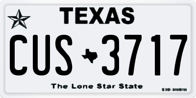 TX license plate CUS3717