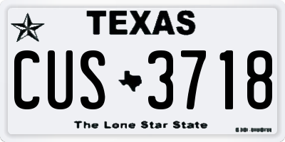 TX license plate CUS3718
