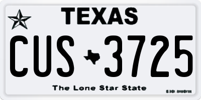 TX license plate CUS3725