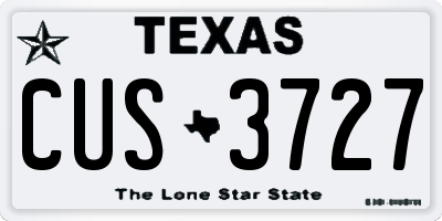 TX license plate CUS3727