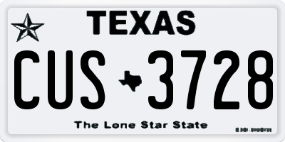TX license plate CUS3728